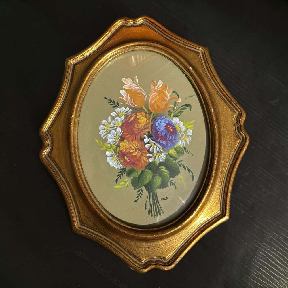 Eva Villa Of Euro Arts Vintage Floral Painting Ornate Gold Frame